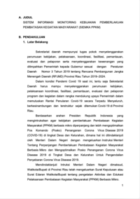 Sistem Informasi Monitoring Kebijakan Pemberlakuan Pembatasan Kegiatan Masyarakat (SIEMKA PPKM) (Staf Ahli Bidang Pemerintahan Hukum Kemasyarakatan dan Sumber Daya Manusia Sekertariat Daerah Provinsi Riau)