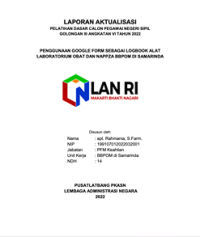 Penggunaan Google Form Sebagai Logbook Alat Laboratorium Obat dan NAPPZA (Narkotika, Psikotropika, Prekursor dan Zat Adiktif) BBPOM (Balai Besar Pengawas Obat dan Makanan) di Samarinda