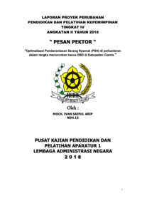 PESAN PEKTOR (Optimalisasi Pemberantasan Sarang Nyamuk (PSN) di Perkantoran Dalam Rangka Menurunkan Kasus Demam Berdarah Dengue (DBD) di Dinas Kesehatan Kabupaten Ciamis