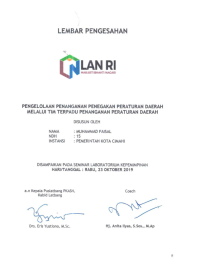 Pengelolaan Penanganan Penegakan Peraturan Daerah Melalui Tim Terpadu Penanganan Peraturan Daerah (Satuan Polisi Pamong Praja dan Pemadam Kebakaran)