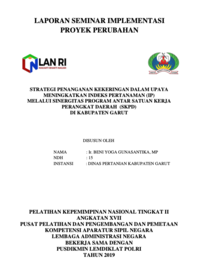 Strategi Penanganan Kekeringan Dalam Upaya Meningkatkan Indeks Pertanaman (IP) Melalui Sinergitas Program Antar Satuan Kerja Perangkat Daerah (SKPD) Di Kabupaten Garut (Dinas Pertanian)
