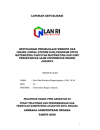 Revitalisasi Pengelolaan Website Dan Online Jurnal System (OJS) Program Studi Matematika Fakultas Matematika Dan Ilmu Pengetahuan Alam Universitas Negeri Jakarta