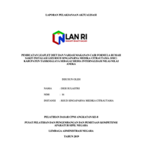 Pembuatan Leaflet Diet Dan Variasi Makanan Cair Formula Rumah Sakit Instalasi Gizi RSUD Singaparna Medika Citrautama (SMC) Kabupaten Tasikmalaya Sebagai Media Internalisasi Nilai-Nilai Aneka