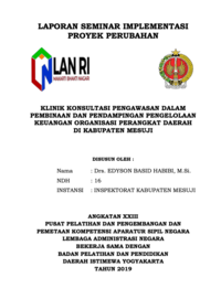 Klinik Konsultasi Pengawasan Dalam Pembinaan Dan Pendampingan Pengelokaan Keuangan Organisasi Perangkat Daerah Di Kabupaten Mesuji (Inspektorat)