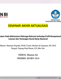 Penguatan Pada Mahasiswa Olahraga Rekreasi Terhadap Profil Kompetensi Lulusan Dan Tantangan Dunia Kerja Nasional (Universitas Negeri Jakarta)