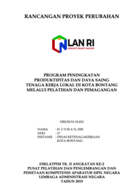 Program Peningkatan Produktivitas Dan Daya Saing Tenaga Kerja Lokal Di Kota Bontang Melalui Pelatihan Dan Pemagangan (Dinas Ketenagakerjaan)