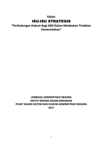 Kajian Isu Isu Strategis Perlindungan Hukum Bagi ASN Dalam Melakukan Tindakan Pemerintahan