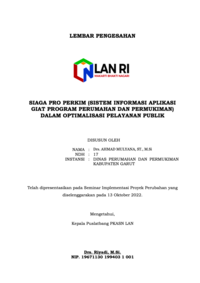 SIAGA PRO PERKIM (Sistem Informasi Aplikasi Giat Program Perumahan dan Permukiman) dalam Optimalisasi Pelayanan Publik di Dinas Perumahan dan Permukiman Kabupaten Garut