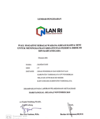Wall Magazine Sebagai Wahana Kreasi Karya Seni Untuk Meningkatkan Kreativitas Peserta Didik Di SDN Karyanegara Jatiwaras Dinas Pendidikan dan Kebudayaan Kabupaten Tasikmalaya