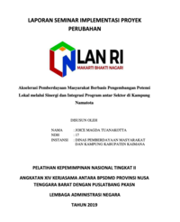 Akselerasi Pemberdayaan Masyarakat Berbasis Pengembangan Potensi Lokal Melalui Sinergi Dan Integrasi Program Antar Sektor Di Kampung Namatota (Dinas Pemberdayaan Masyarakat Dan Kampung Kabupaten Kaimana)