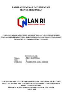 Penilaian Kinerja Penyedia Melalui SIPBAJA (Sistem Informasi Penilaian Kinerja Penyedia Barang/Jasa) Dalam Proses Pengadaan Langsung Di Pemerintah Kota Cimahi (Sekretariat Daerah)