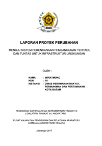 Menuju Sistem Perencanaan Pembangunan Terpadu Dan Tuntas Untuk Infrastruktur Lingkungan (Dinas Perumahan Rakyat Permukiman dan Pertamanan Kota Batam)