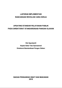 Updating Standar Pelayanan Publik Pada Direktorat Standardisasi Pangan Olahan (BPOM)