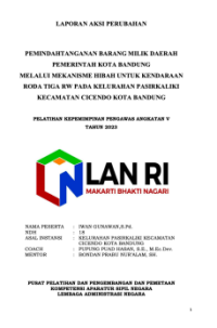 Pemindahtanganan Barang Milik Daerah Pemerintah Kota Bandung Melalui Mekanisme Hibah Untuk Kendaraan Roda Tiga RW Kelurahan Pasirkaliki Kecamatan Cicendo Kota Bandung (TERBAIK)