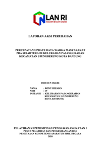 Percepatan Update Data Warga Masyarakat Pra Sejahtera Di Kelurahan Pasanggrahan Kecamatan Ujungberung Kota Bandung