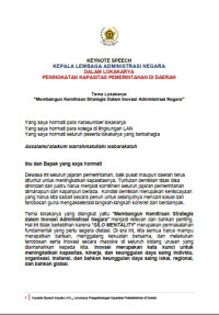 Prosiding Lokakarya Peningkatan Kapasitas Pemerintahan di Daerah dengan tema Membangun Kemitraan Strategis Dalam Inovasi Administrasi Negara