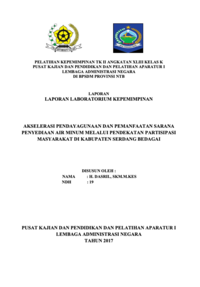 Akselerasi Pendayagunaan Dan Pemanfaatan Sarana Penyediaan Air Minum Mealui Pendekatan Partisipasi Masyarakat Di Kabupaten Serdang Bedagai (Dinas Perumahan dan Kawasan Permukiman Kabupaten Serdang Bedagai)