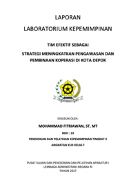 Tim Efektif Sebagai Strategi Meningkatkan Pengawasan Dan Pembinaan Koperasi Di Kota Depok (Dinas Koperasi dan Usaha Mikro)