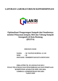 Optimalisasi Pengurangan Sampah Dari Sumbernya Melalui Pelayanan Jemput Beli Dan Tabung Sampah Anorganik (JELITA) Di Dinas Lingkungan Hidup Kota Bontang