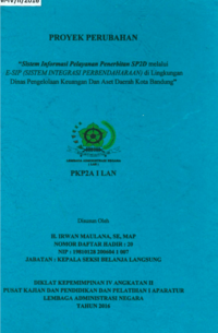 Sistem Informasi Pelayanan Penerbitan SP2D Melalui E-Sip (Sistem Integrasi Pebendaharaan) Di Lingkungan Dinas Pengelolaan Keuangan Dan Aset Daerah Kota Bandung (TERBAIK)