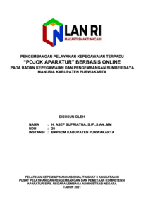 Pengembangan Pelayanan Kepegawaian Terpadu POKOK APARATUR Berbasis Online Di Badan Kepegawaian Dan Pengembangan Sumber Daya Manusia Kabupaten Purwakarta