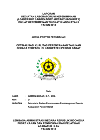 Optimalisasi Kualitas Perencanaan Tahunan Secara Terpadu di Kabupaten Pesisir Barat (Badan Perencanaan Pembangunan Daerah - Bappeda)
