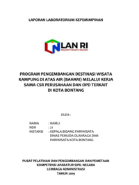 Program Pengembangan Destinasi Wisata Kampung Diatas Air (Bahari) Melaui Kerjasama CSR Perusahaan Dan OPD Terkait Di Kota Bontang (Dinas Pemuda Olahraga dan Pariwisata)