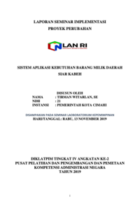 Sistem Aplikasi Rencana Kebutuhan Barang Milik Daerah (SIAR KABEH) (Badan Pengelola Keuangan dan Aset Daerah Kota Cimahi)