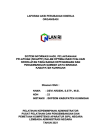 Sistem Informasi Hasil Pelaksanaan Pelatihan (SIHAPPE) Dalam Optimalisasi Evaluasi Kediklatan Pada Badan Kepegawaian Dan Pengembangan Sumber Daya Manusia (BKPSDM) Kabupaten Kuningan