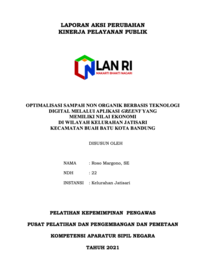 Opimalisasi Sampah Non Organik Berbasis Teknologi Digital Melalui Aplikasi GREENY yang Memiliki Nilai Ekonomi di Wilayah Kelurahan Jatisari Kecamatan Buah Batu Kota Bandung