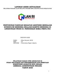 Penyusunan Panduan Kegiatan Asistensi Mengajar Kurikulum Merdeka Belajar-Kampus Merdeka Di Lingkungan Prodi S1 Pendidikan Kimia FMIPA Universitas Negeri Jakarta