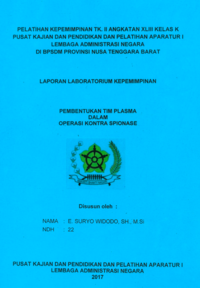 Pembentukan Tim Plasma Dalam Operasi Kontra Spionase (Badan Intelijen Negara)