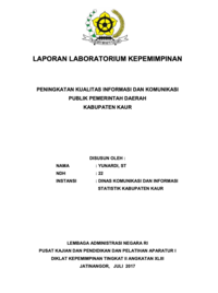 Peningkatan Kualitas Informasi Dan Komunikasi Publik Pemerintah Daerah Kabupaten Kaur (Dinas Komunikasi Informasi dan Statistik)