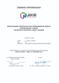 Digitalisasi, Penataan Dan Pengarsipan Surat Keterangan Tanah Di Lingkup Kantor Kecamatan Bakam Kabupaten Bangka