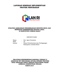 Strategi Akselerasi Pengembangan Industri Kecil Dan Menengah (IKM) Berbasis Produk Lokal Di Kabupaten Lombok Barat (Dinas Perindustrian dan Perdagangan Kabupaten Lombok Barat