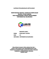 Penyusunan Modul Panduan Penulisan Karya Tulis Ilmiah Bagi Mahasiswa Prodi Manajemen Universitas Siliwangi