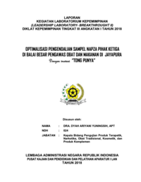 Optimalisasi Pengendalian Sample NAPZA Pihak Ketiga di Balai Besar Pengawas Obat dan Makanan di Jayapura (BPOM)