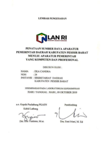 Penataan Sumber Daya Aparatur Pemerintah Daerah Kabupaten Pesisir Barat Menuju Aparatur Pemerintah Yang Kompeten Dan Profesional (Sekretariat Daerah)