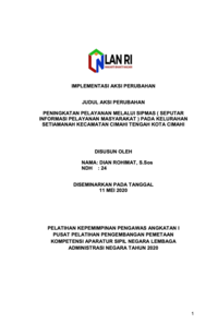 Peningkatan Pelayanan Melalui SIPMAS (Seputar Informasi Pelayanan Masyarakat) Pada Kelurahan Setiamanah Kecamatan Cimahi Tengah Kota Cimahi
