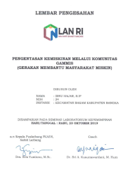 Pengentasan Kemiskinan Melalui Komunitas Gammis (Gerakan Membantu Masyarakat Miskin) Kecamatan Bakam Kabupaten Bangka