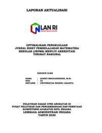 Optimalisasi Pengelolaan Jurnal Riset Pembelajaran Matematika Sekolah (JRPMS) Menuju Akreditasi Tingkat Nasional Universitas Negeri Jakarta