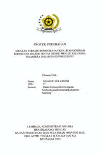 Gerakan Terpadu Peningkatan Kualitas Generasi Berencana (Gardu Pentas Genre) Menuju Keluarga Sejahtera Di Kabupaten Buleleng (Badan Keluarga Berencana dan Pemberdayaan Perempuan)