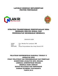 Strategic Transformasi Perpustakaan Desa Berbasis Inklusi Sosial Dan Peningkatan Kegemaran Membaca (Dinas Perpustakaan Dan Arsip Daerah DI Yogyakarta)