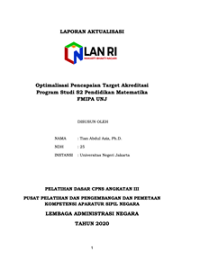 Optimalisasi Pencapaian Target Akreditasi Program Studi S2 Pendidikan Matematika FMIPA Universitas Negeri Jakarta