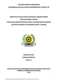 Percepatan Pelayanan Pengujian Laboratorium Melalui Simpel Online Pada Balai Besar Pengawas Obat dan Makanan di Medan (Sistem Informasi Manajemen Sampel Online) (BPOM) (TERBAIK)