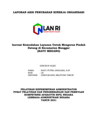Inovasi Kemudahan Layanan Untuk Mengurus Pindah Datang Di Kecamatan Manggar (Kayu Medang) - Dinas Kependudukan dan Pencatatan Sipil (Disdukcapil) Kabupaten Belitung Timur