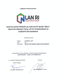 Digitalisasi Pengelolaan Database Obat Obatan Hewan Pada UPTD Puskeswan Di Kabupaten Bangka (Dinas Pertanian Kabupaten Bangka)