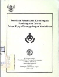Penelitian Pemantapan Kelembagaan Pembangunan Daerah Dalam Upaya Penanggulangan Kemiskinan