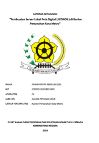 Pembuatan Server Lokal Peta Digital (ICONOS) Di Kantor Pertanahan Kota Metro (Kementerian Agraria dan Tata Ruang/Badan Pertanahan Nasional)
