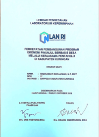 Percepatan Pembangunan Program Ekonomi Pinunjul Berbasis Desa Melalui Kerjasama Pentahelix Di Kabupaten Kuningan (Badan Perencanaan Daerah - Bappeda) (TERBAIK)